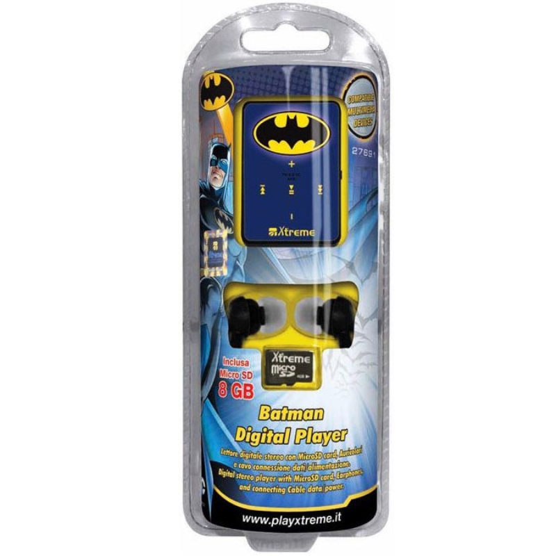 XTREME Lettore MP3 con microSD 8 GB e auricolari Xtreme fantasia Batman